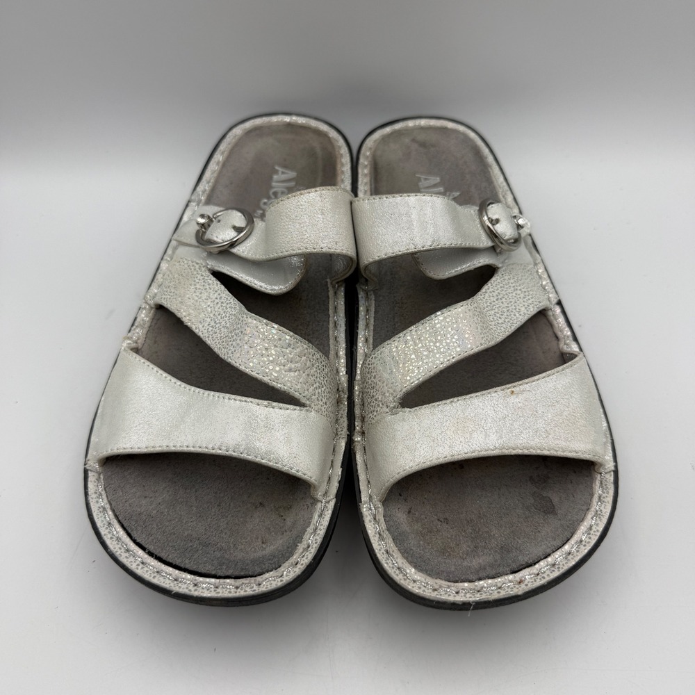 Alegria Sandals Womens 38 US 8-8.5 Silver Metallic Summer Nights Comfort - Picture 2 of 9